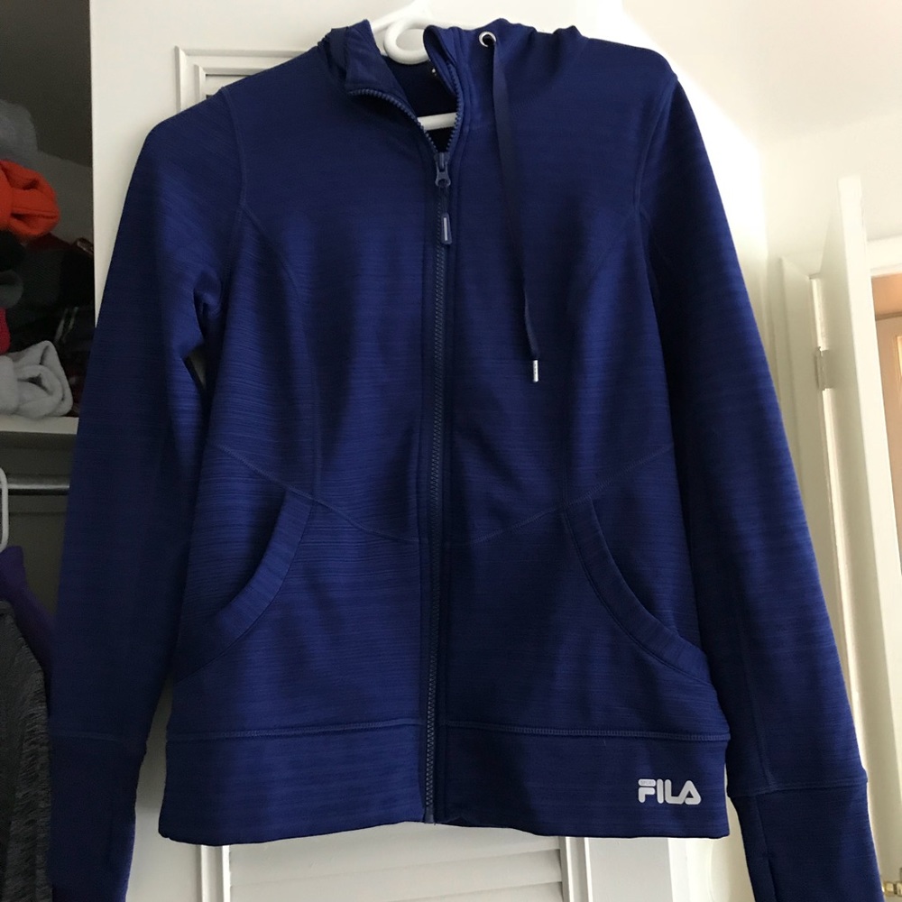 Navy faint-striped zip up hoodie